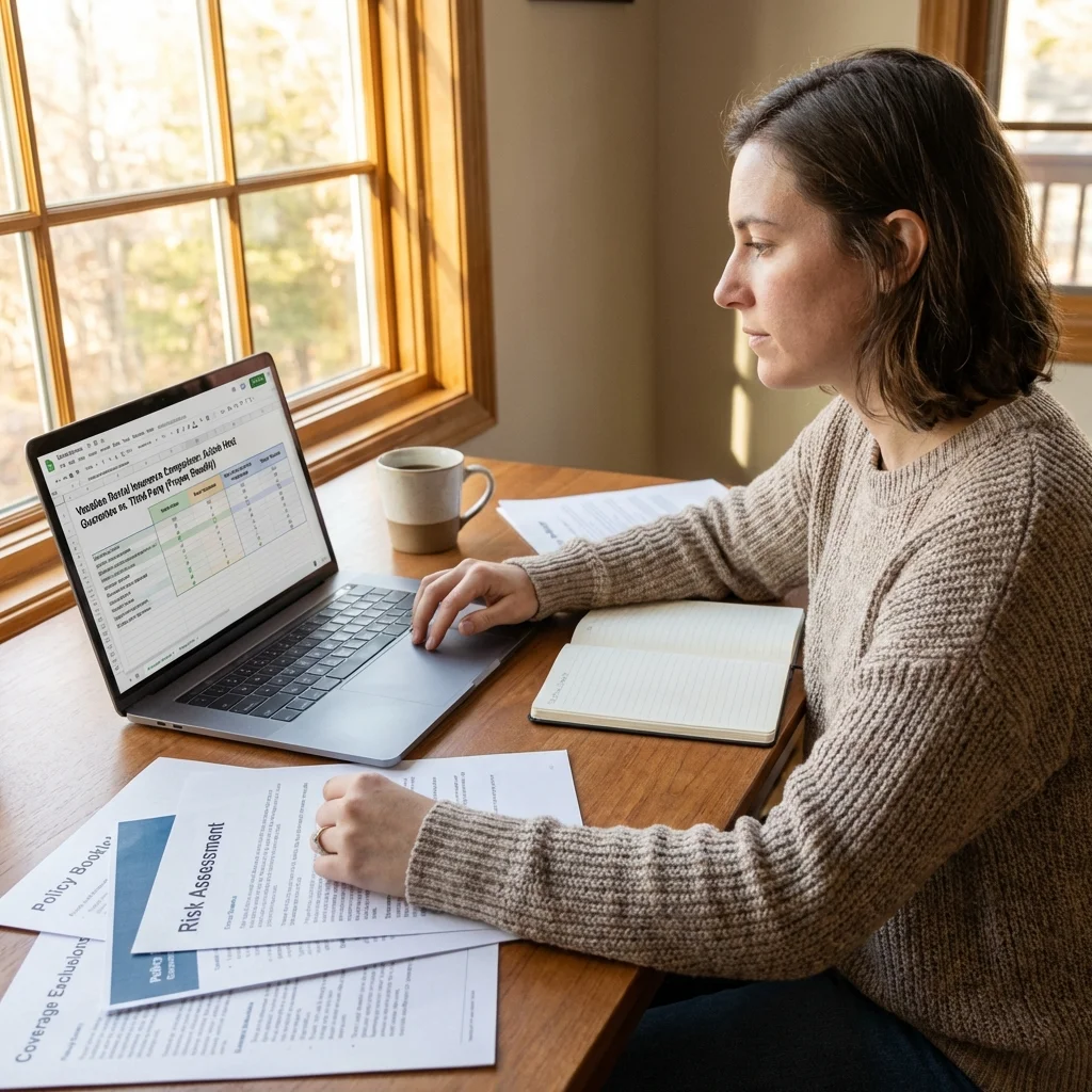 insurance policy documents on modern desk with keys