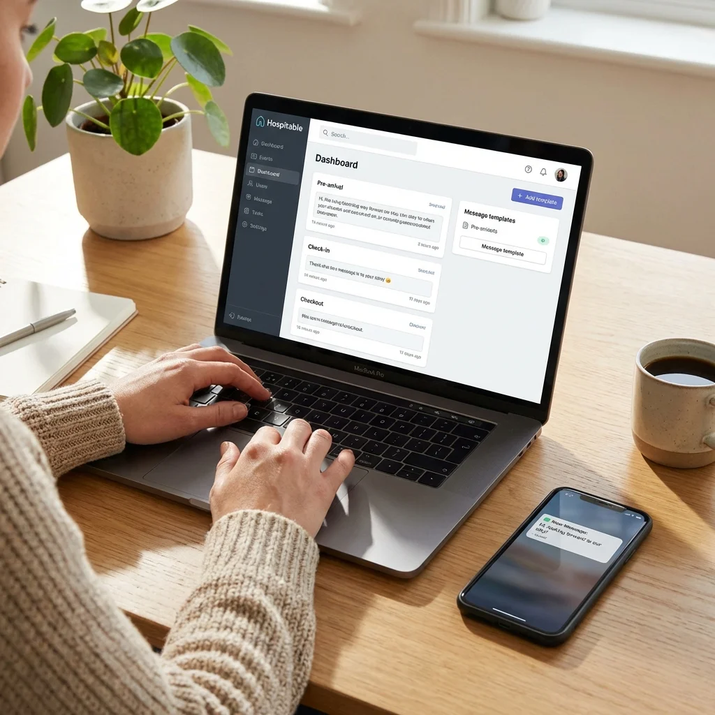 host on laptop scheduling automated messages for airbnb